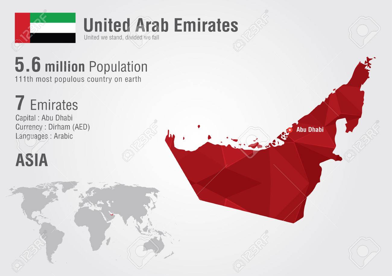 uae united arab emirates world map with a pixel diamond texture world geography stock
