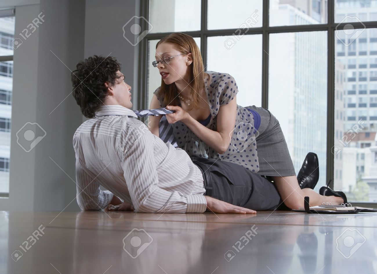 A woman seduces a man