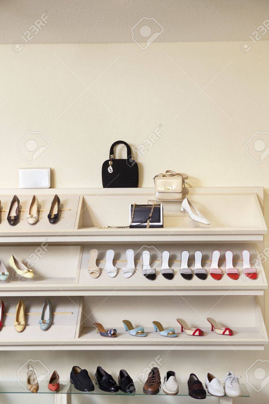 shoe display rack for retail store on Footwear On Display Rack In Shoe Store Stock Photo Picture And Royalty Free Image Image 20767077