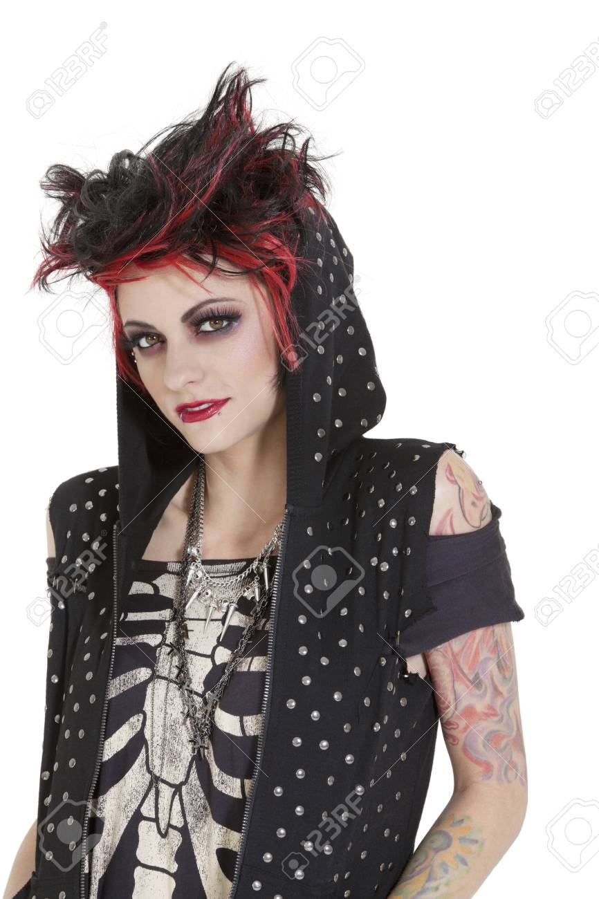 Portrait of beautiful punk woman over white background - 20767878 Portrait of beautiful punk woman over white background - 20767878