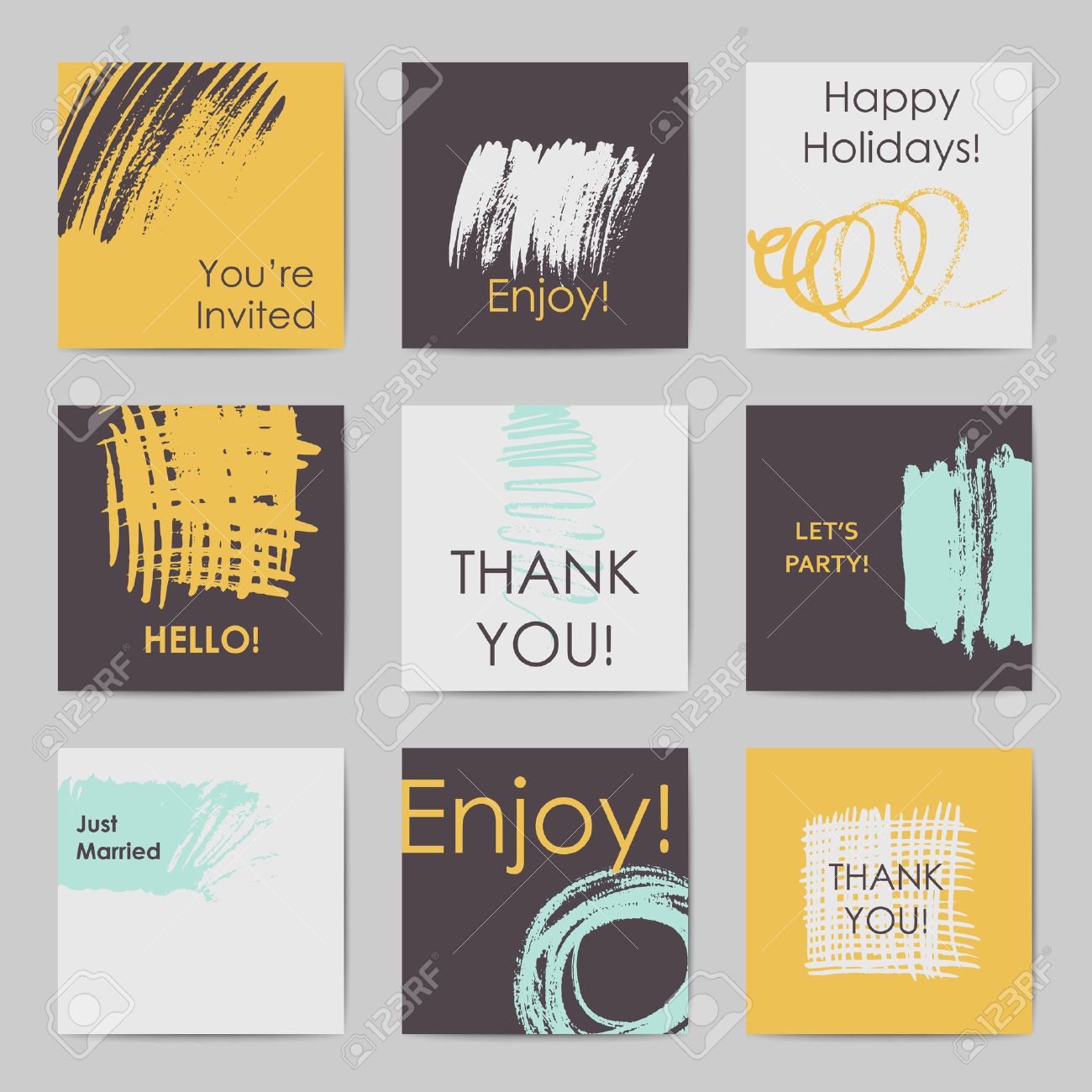 パステル カラーの抽象的なスタイル正方形ヒップスター ポストカード のイラスト素材 ベクタ Image