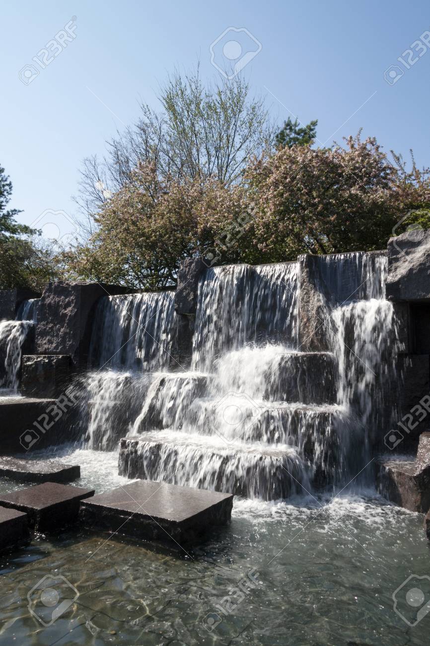 Waterfall falls of the Franklin Delano Roosevelt Memorial (FDR) in Washington D.C., USA - 105817815 Waterfall falls of the Franklin Delano Roosevelt Memorial (FDR) in Washington D.C., USA - 105817815