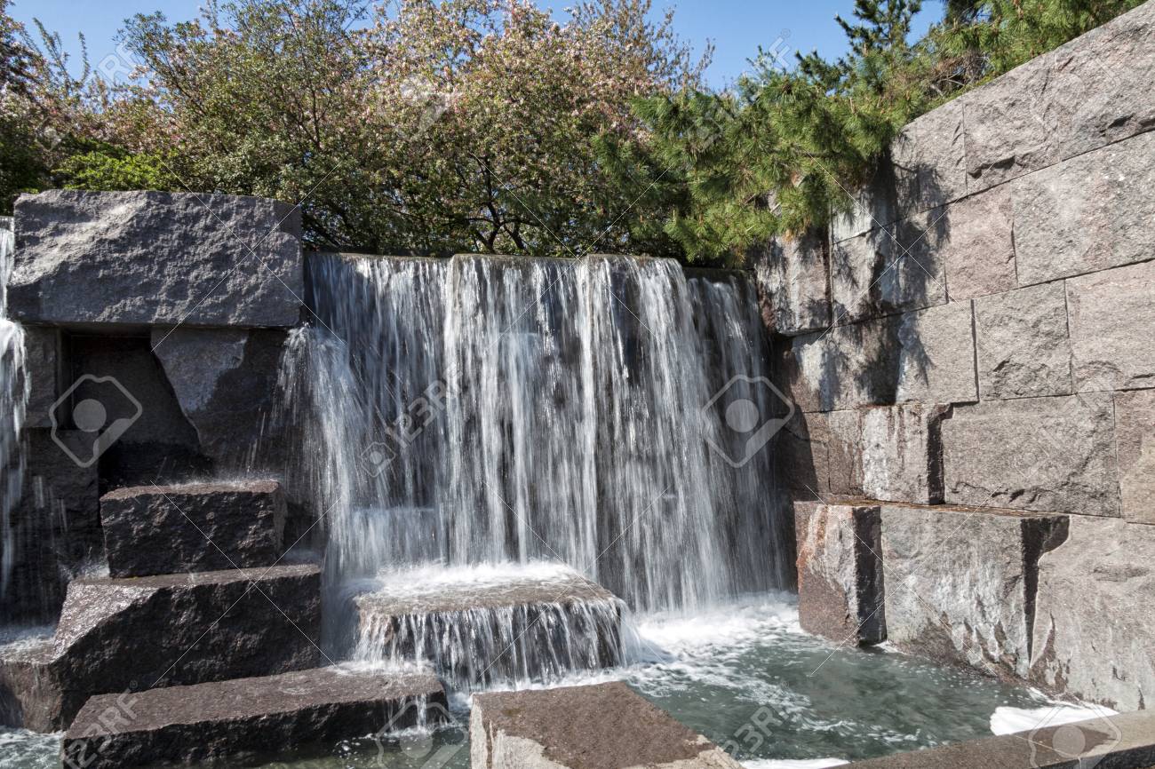 Waterfall falls of the Franklin Delano Roosevelt Memorial (FDR) in Washington D.C., USA - 105817823 Waterfall falls of the Franklin Delano Roosevelt Memorial (FDR) in Washington D.C., USA - 105817823