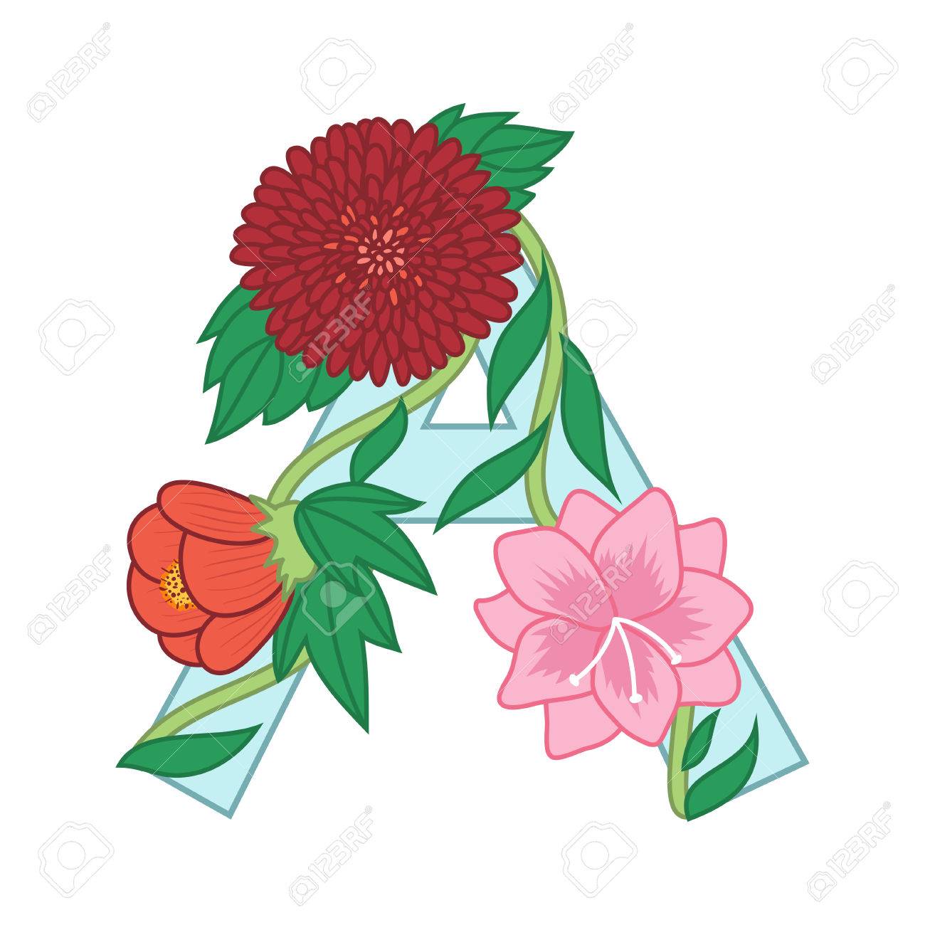 cute flower letter a