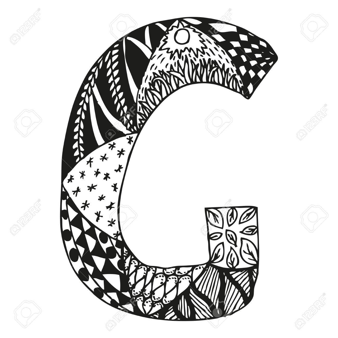 vintage monogram g doodle alphabet character with patterns or