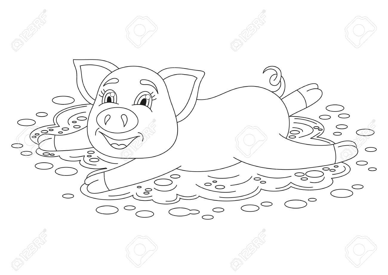 面白い貯金箱汚れ水たまりの上に立って 子供のための本ページを着色水たまりにかわいいブタのベクトル イラストのイラスト素材 ベクタ Image 面白い貯金箱汚れ水たまりの上に立って 子供のための本ページを着色水たまりにかわいいブタのベクトル イラストのイラスト素材 ベクタ Image
