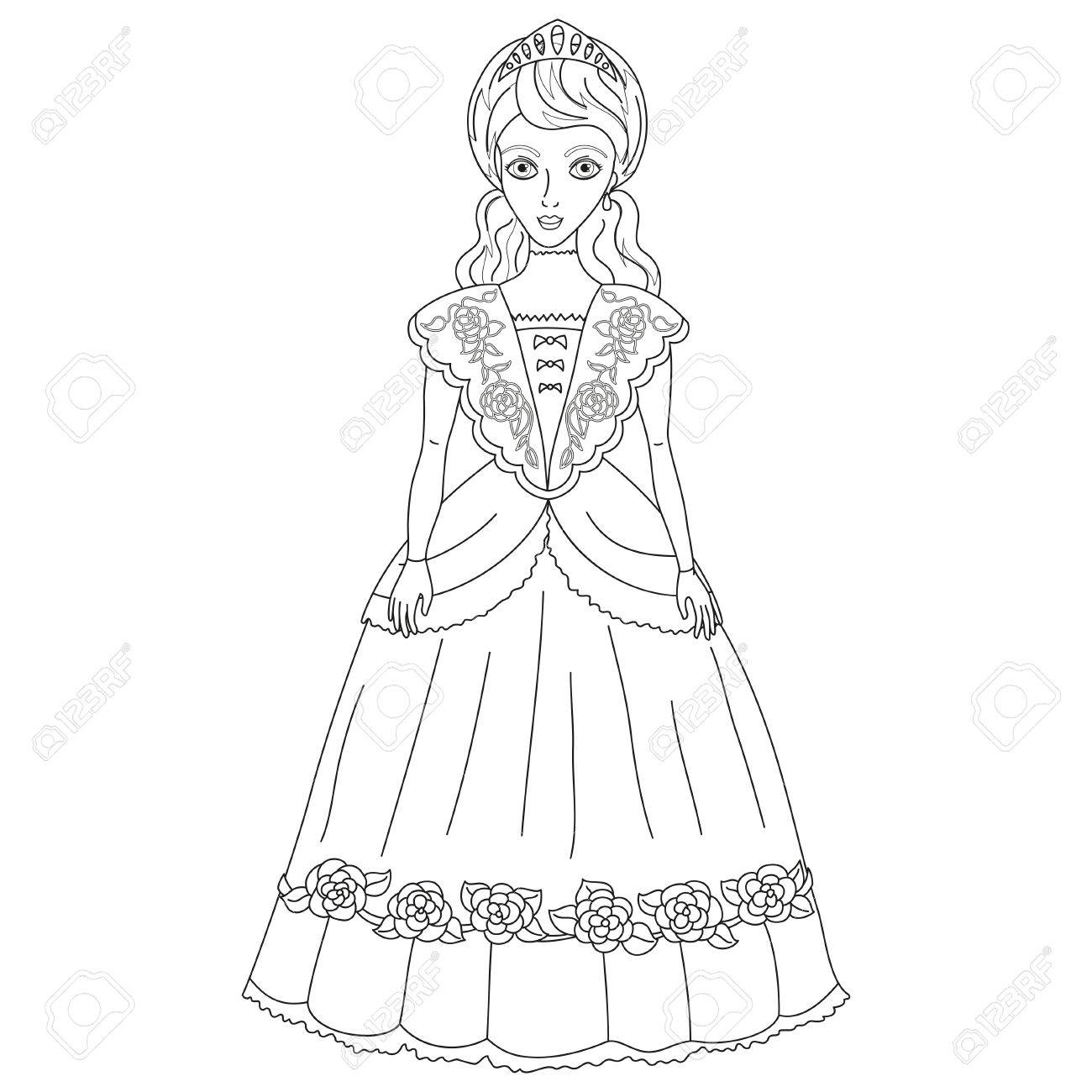 Vector Illustration Of Princess In Ancient Dress Of A Century Vector Illustration Of Princess In Ancient Dress Of A Century