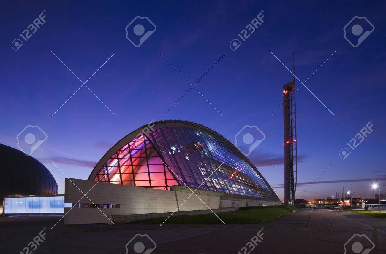 Modern Architecture Examples two examples of glasgow's modern architecture in twilight stock Modern Architecture Examples two examples of glasgow's modern architecture in twilight stock