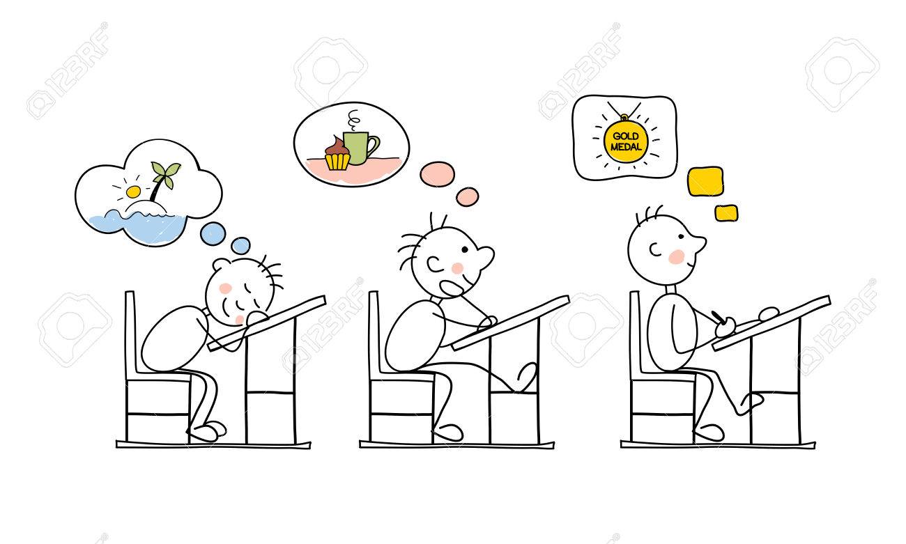 Les étudiants Rêvent Illustration / Humour - élèves Dans La Classe Clip Art  Libres De Droits , Vecteurs Et Illustration. Image 58461954.