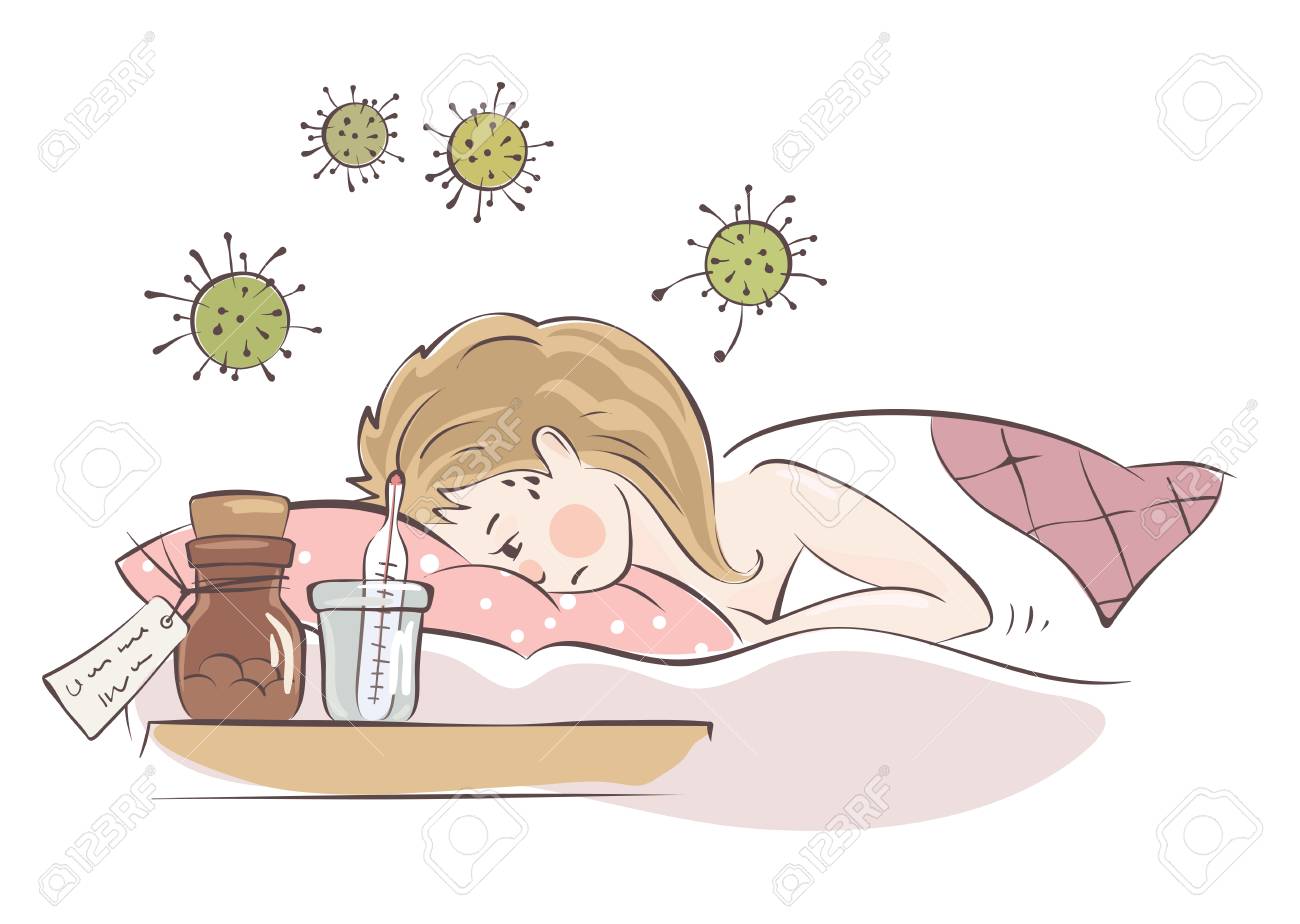 Disease / The Girl Is Sick With Influenza, Vector Illustration. Royalty  Free SVG, Cliparts, Vectors, and Stock Illustration. Image 91440996., image size:1300x924