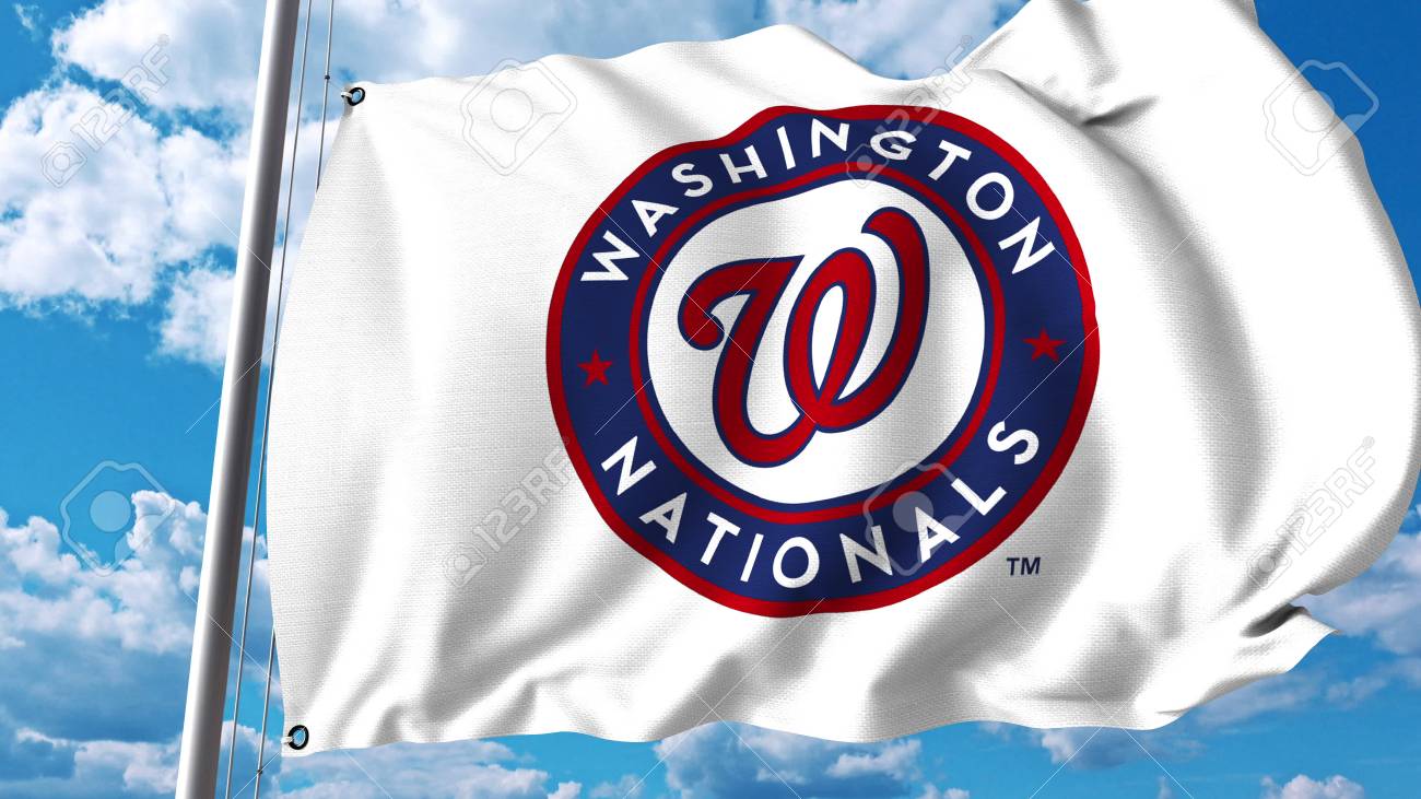 Waving Flag With Washington Nationals Professional Team Logo