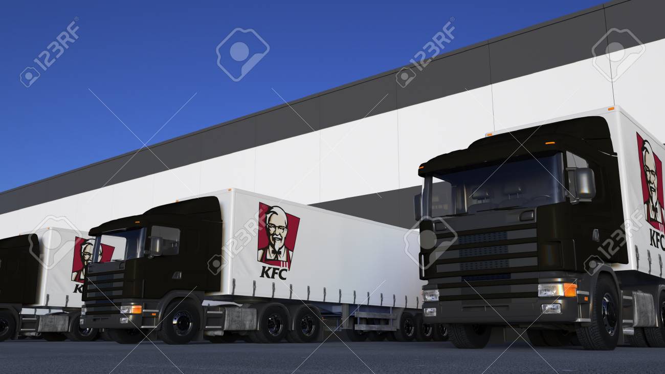 Freight Semi Trucks With Kentucky Fried Chicken Kfc Logo Loading