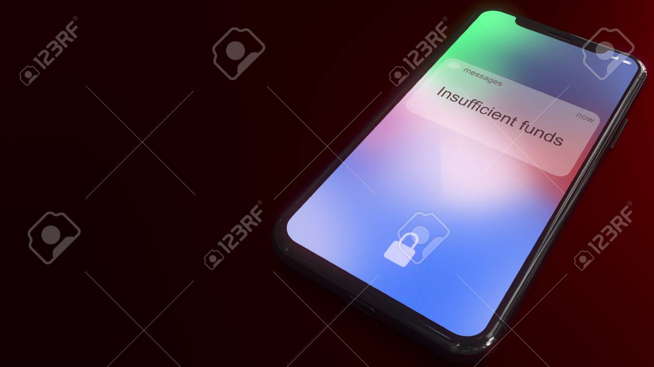 insufficient funds pops up on the screen of a modern smartphone insufishent funds