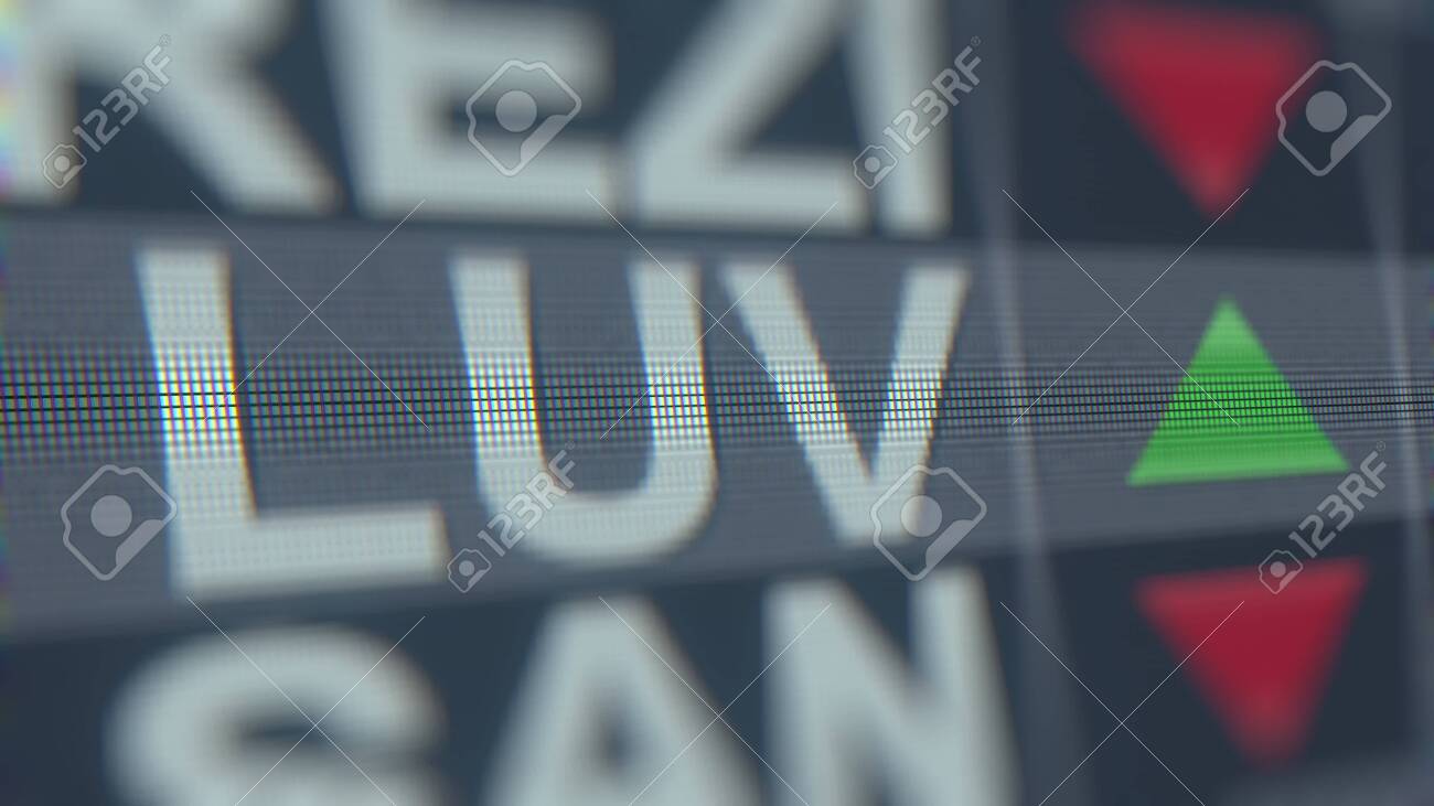 사우스웨스트 항공 LUV 주식 시세 표시기, 개념적 편집 3D 렌더링 로열티 무료 사진, 그림, 이미지 그리고 스톡포토그래피.  Image 120106440