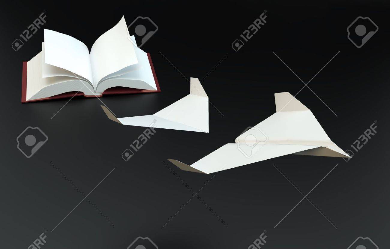 紙飛行機 想像力の概念としての本のページ飛ぶ の写真素材 画像素材 Image