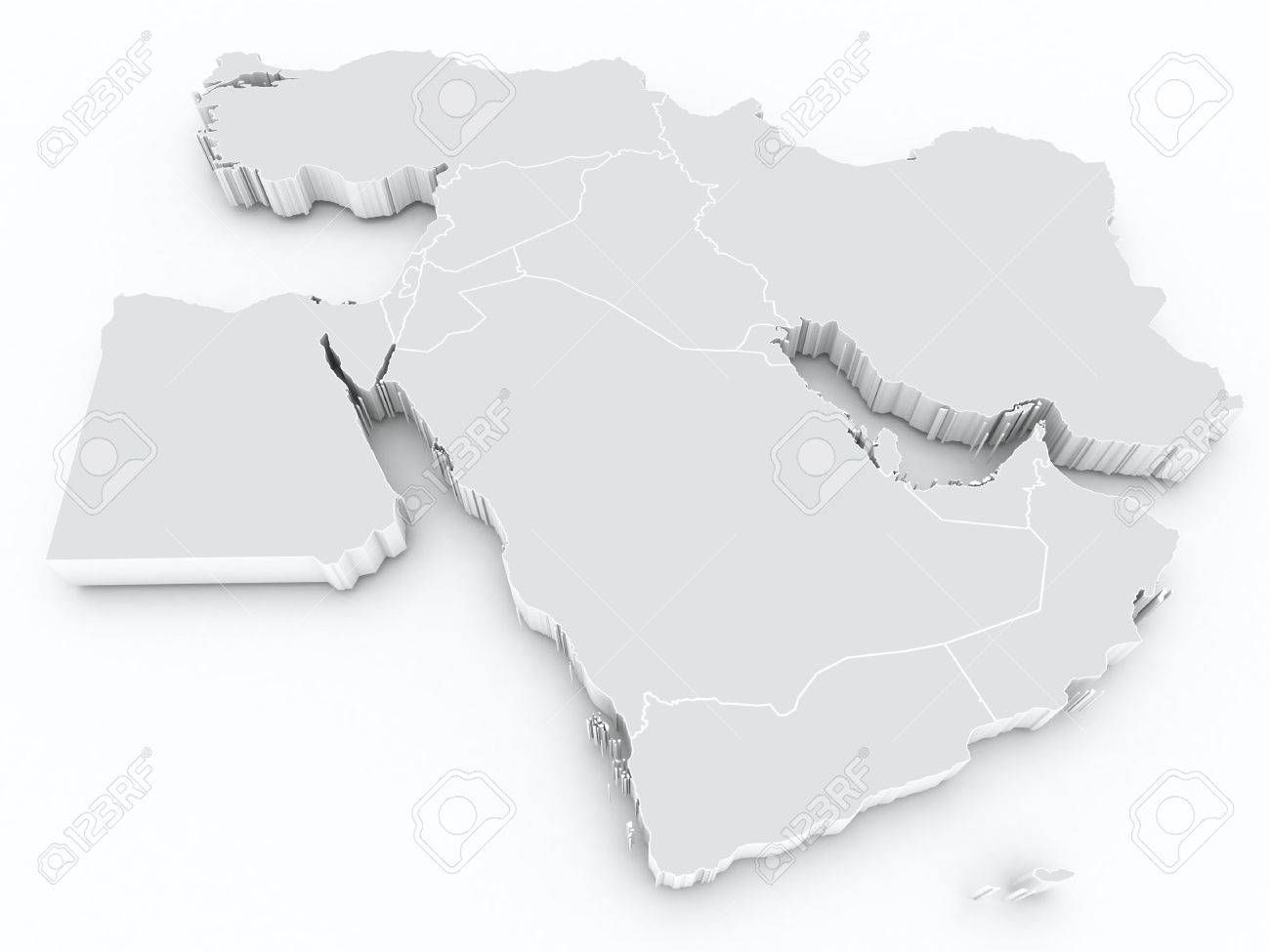 Middle East 3d Map Stock Photo, Picture and Royalty Free Image. Image  48284030.
