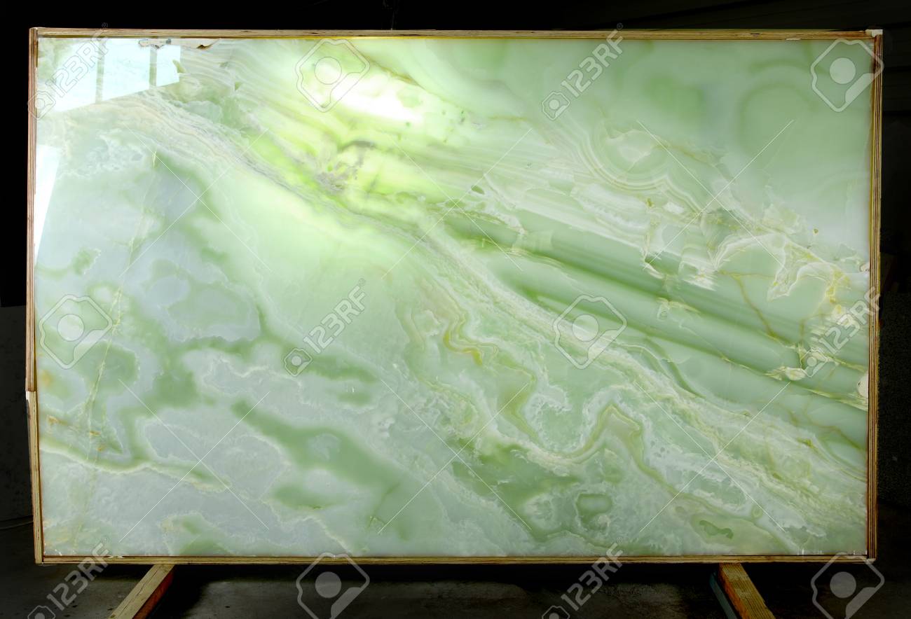 On The Stand Is A Slab Of Natural Stone Verde Onyx Which Is Stock Photo Picture And Royalty Free Image Image