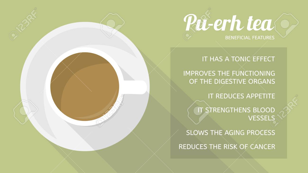 Pu Erh Tea Properties And Health Benefits Cup Of Beverage Top View Royalty Free Cliparts Vectors And Stock Illustration Image