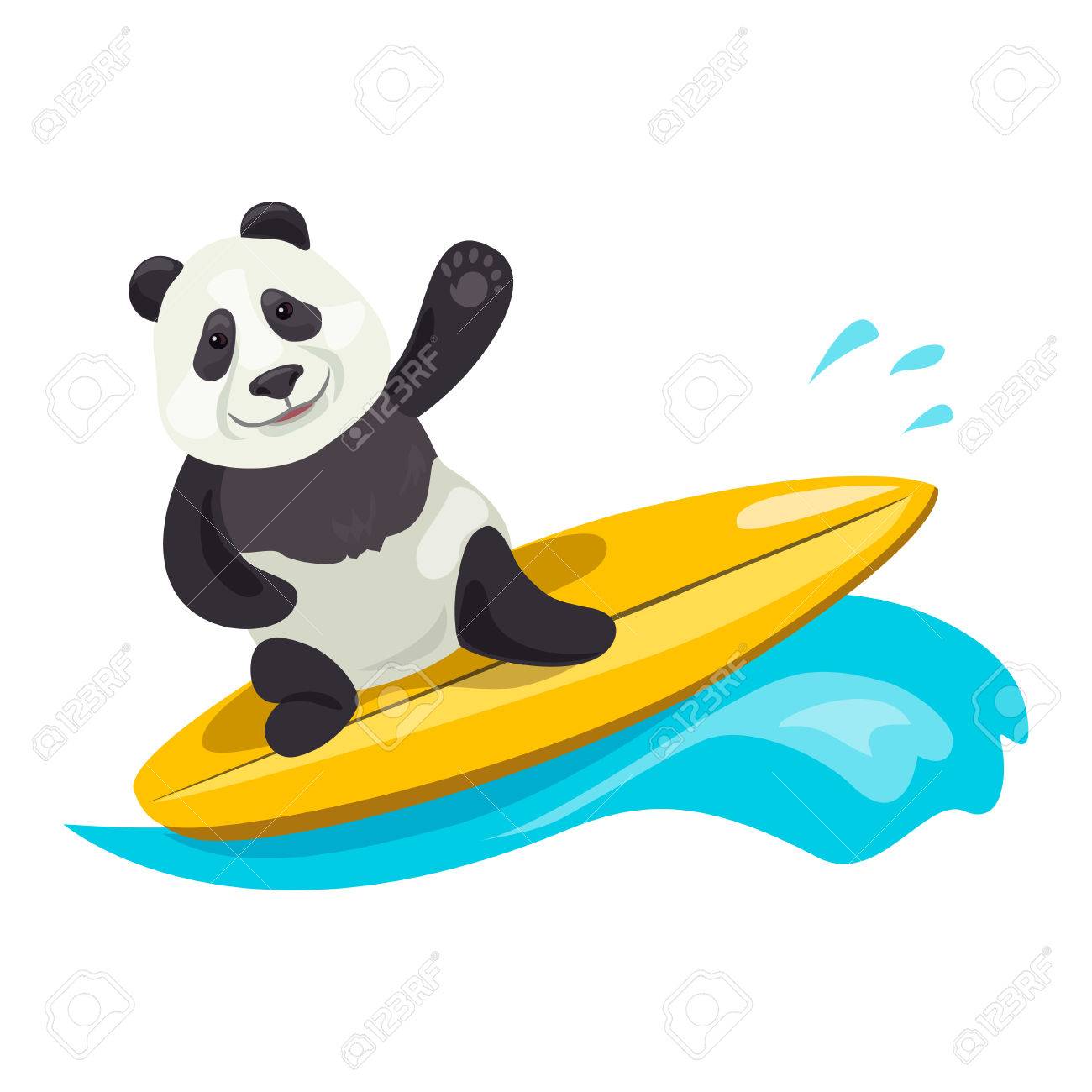 サーフィンの面白いパンダ ベクトル図 のイラスト素材 ベクタ Image