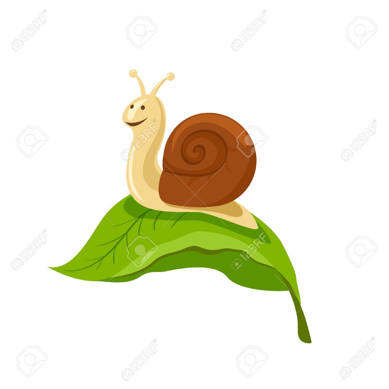 カタツムリは葉に陽気です ベクトル イラスト のイラスト素材 ベクタ Image