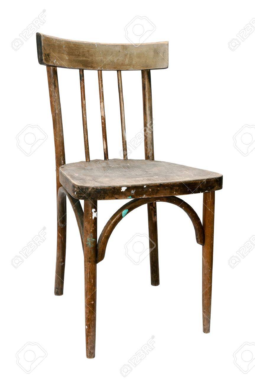 Dirty Old Wooden Chair Isolated On 