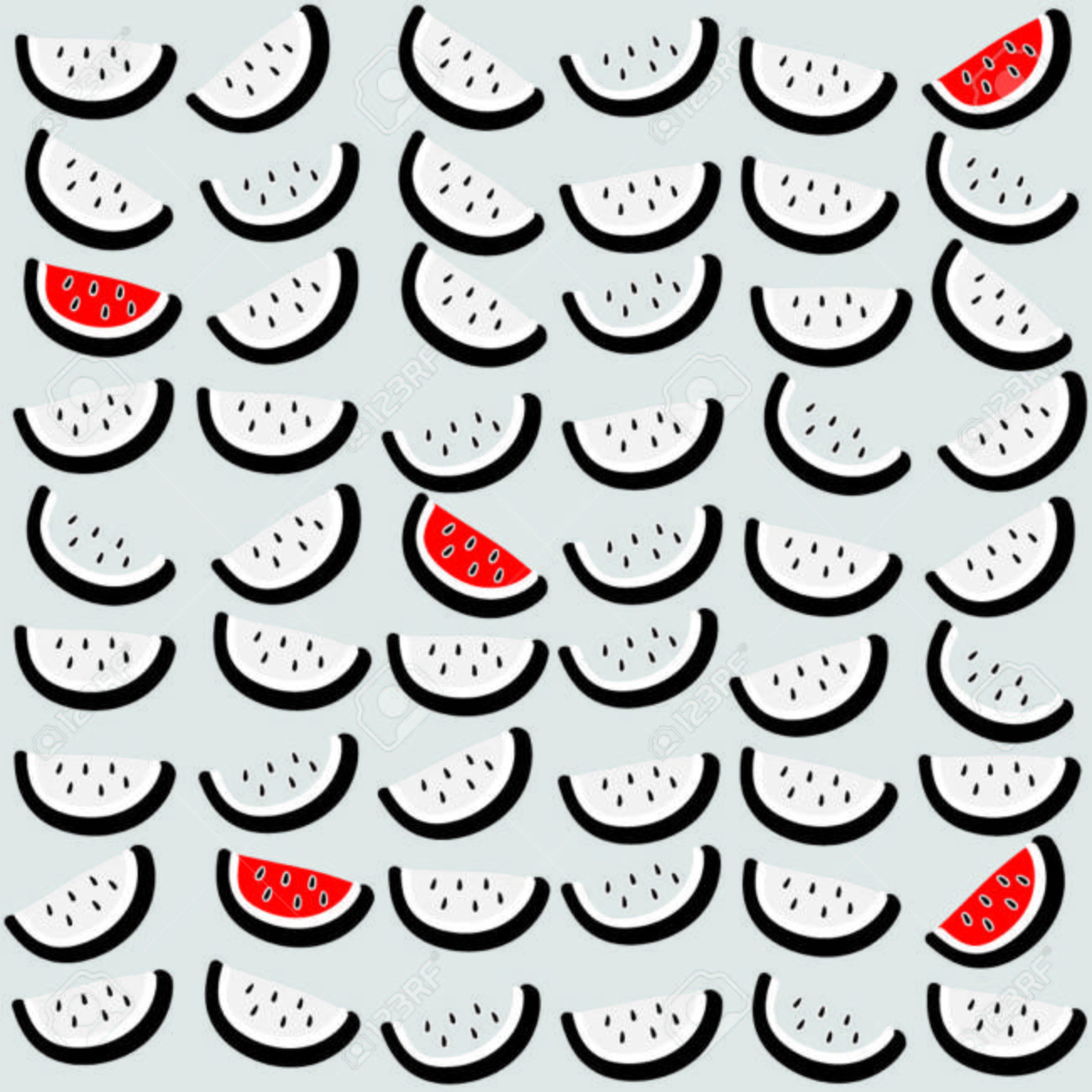 スイカ 背景 ベクター アイコン デザイン かわいい イラスト パターン フルーツ 夏 食品 甘い ホワイト シームレス キッズ 新鮮なスライス 赤 おいしい テクスチャ 壁紙 自然 アート グリーン ナチュラル 赤 黒 種子のイラスト素材 ベクタ