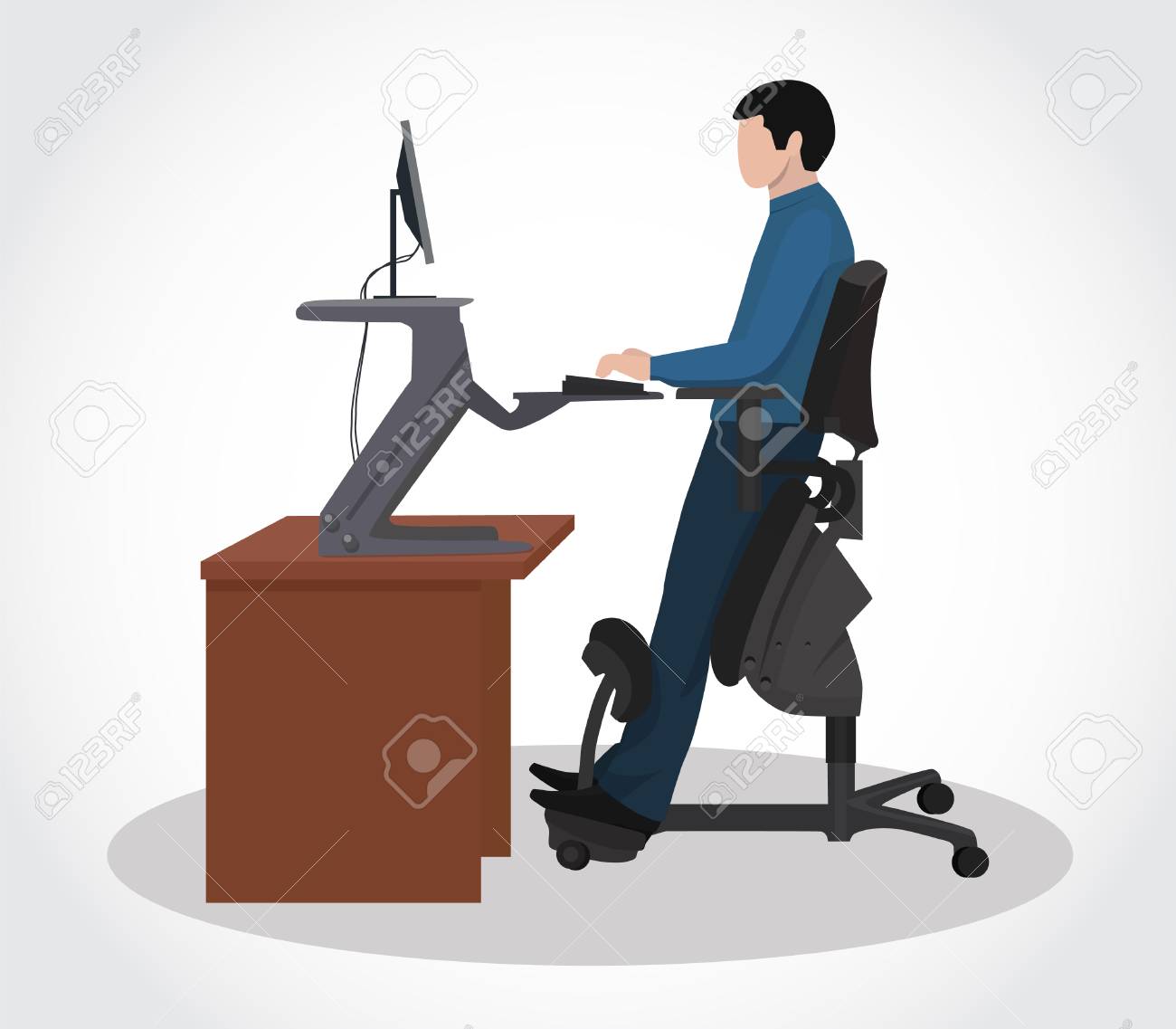 人間工学に基づいた椅子のコンピューターで働いていた男性のイラスト素材 ベクタ Image 人間工学に基づいた椅子のコンピューターで働いていた男性のイラスト素材 ベクタ Image