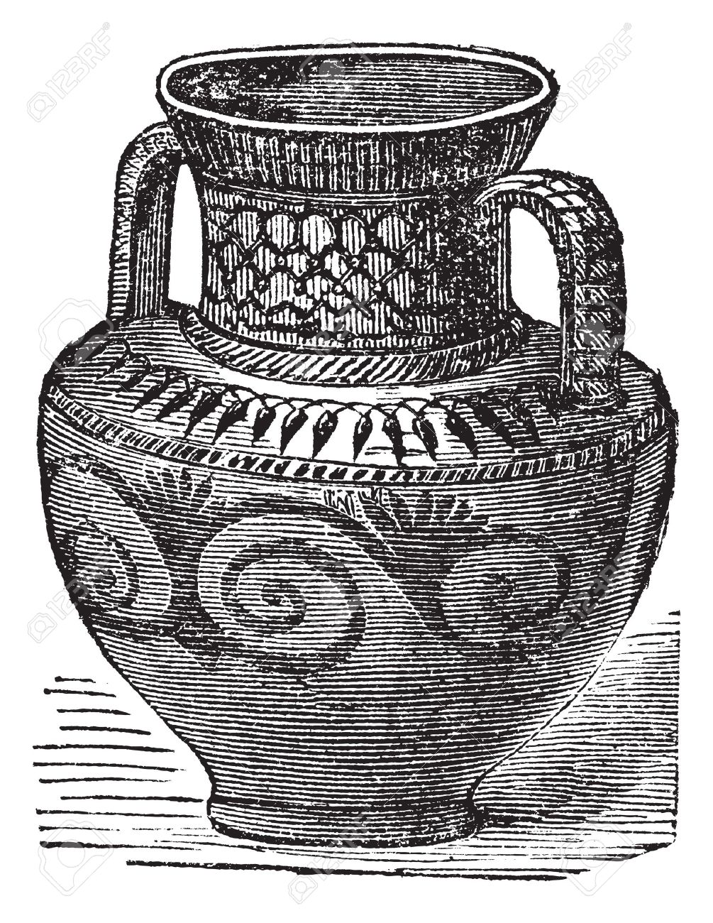 phoenician vase vintage engraving old engraved illustration