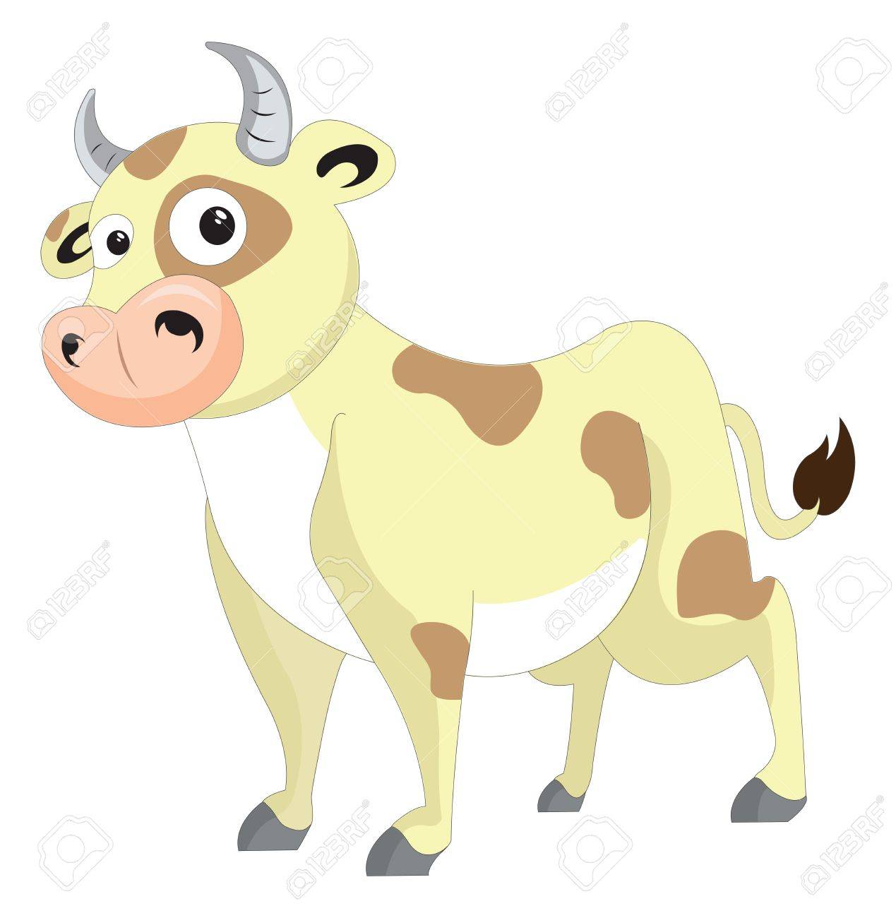 かわいい牛 黄色と茶色のパッチ ベクトル イラスト のイラスト素材 ベクタ Image