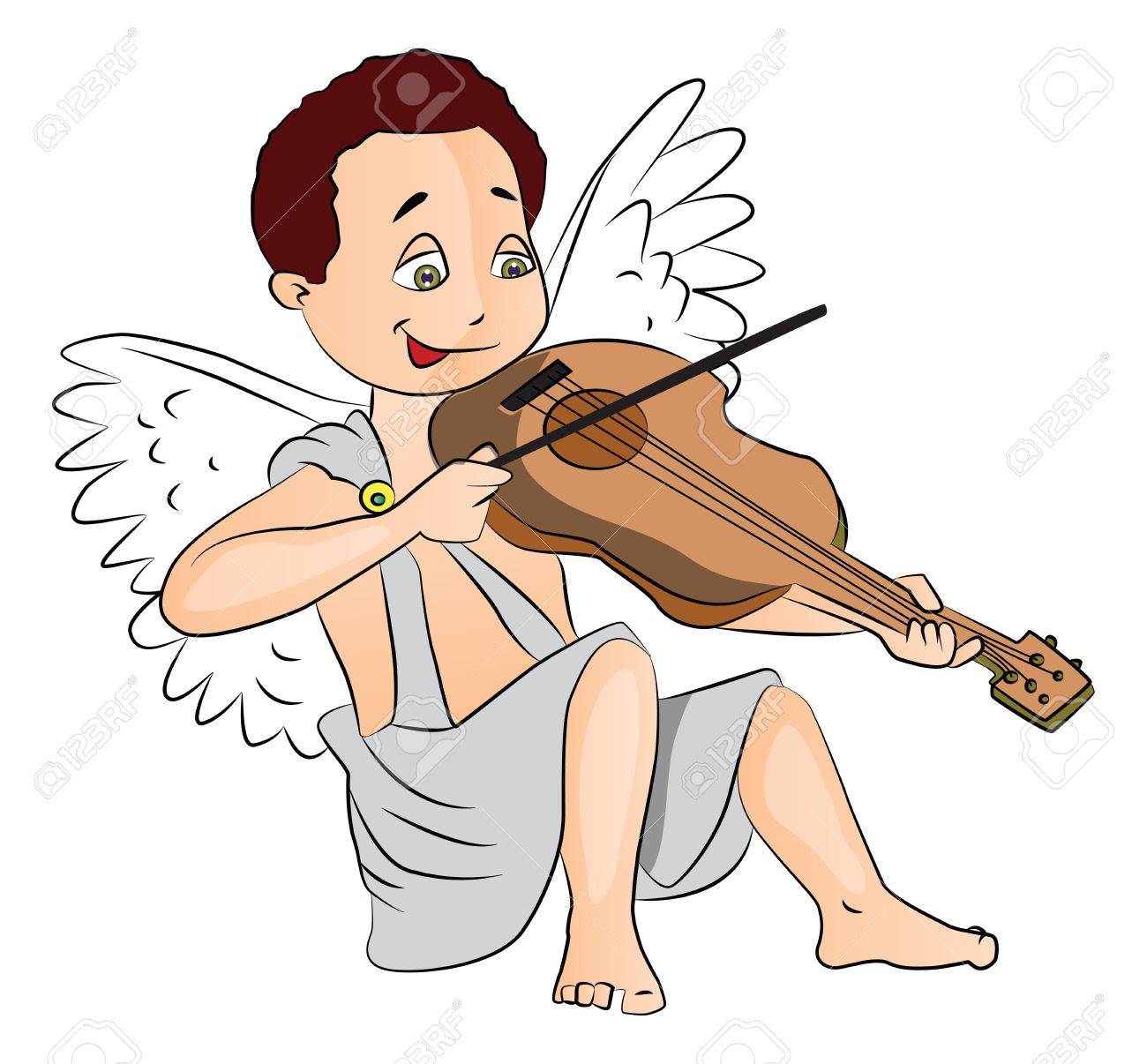 ヴァイオリンを弾いているかわいい妖精少年のベクター イラストです のイラスト素材 ベクタ Image