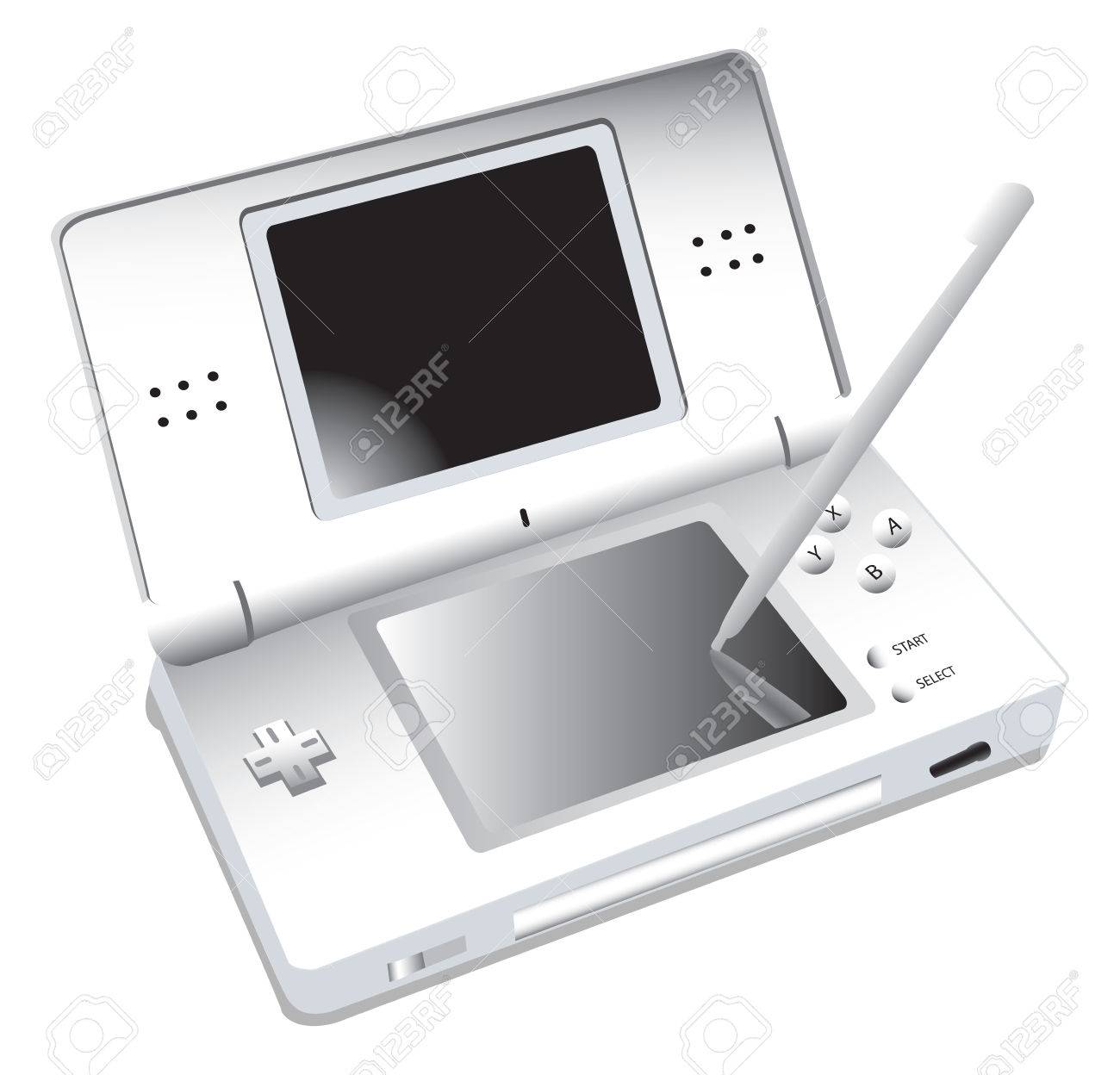 デュアル スクリーン携帯ゲーム機のイラスト素材 ベクタ Image