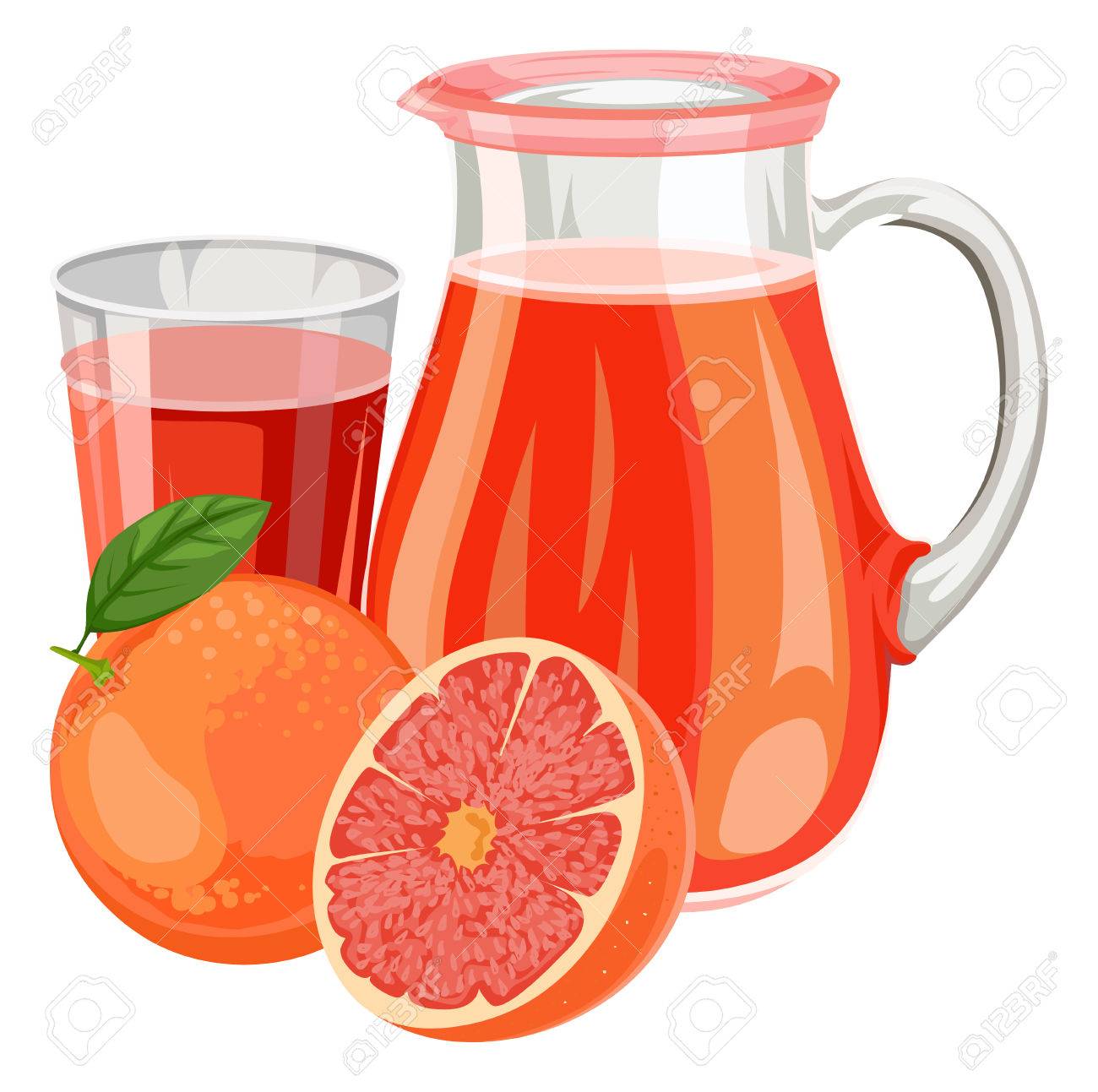 ガラスや瓶でフレッシュなグレープ フルーツ ジュースのイラスト のイラスト素材 ベクタ Image