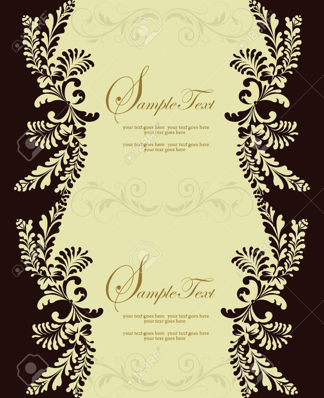 vintage invitation card with ornate elegant retro abstract floral