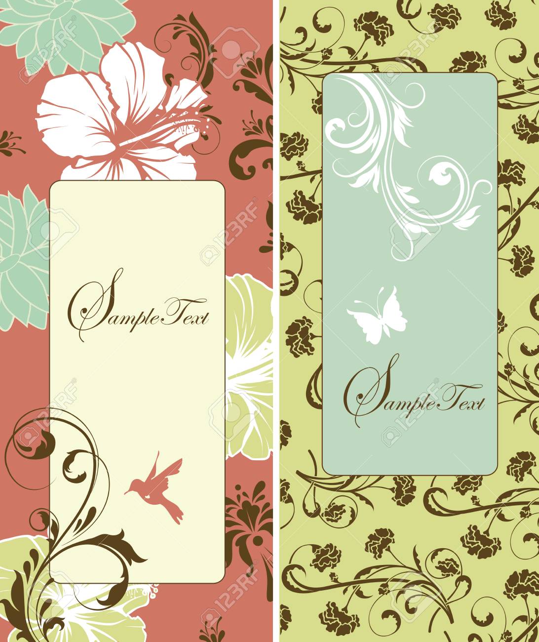 Vintage Invitation Card With Ornate Elegant Retro Abstract Floral