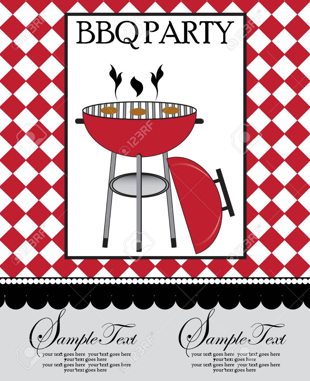 vintage barbecue party invitation card with ornate elegant retro