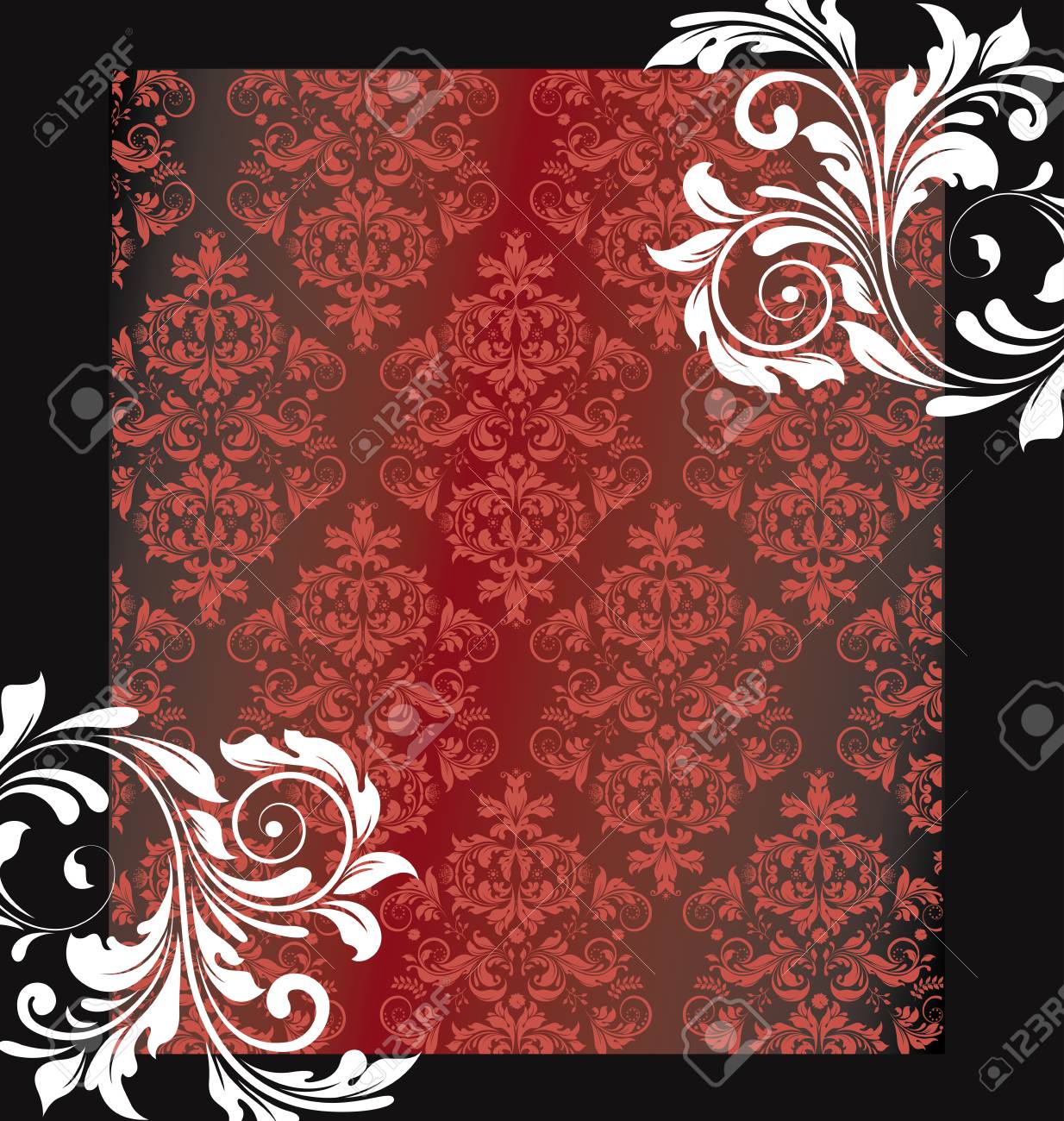 Vintage Invitation Card With Ornate Elegant Abstract Floral Design