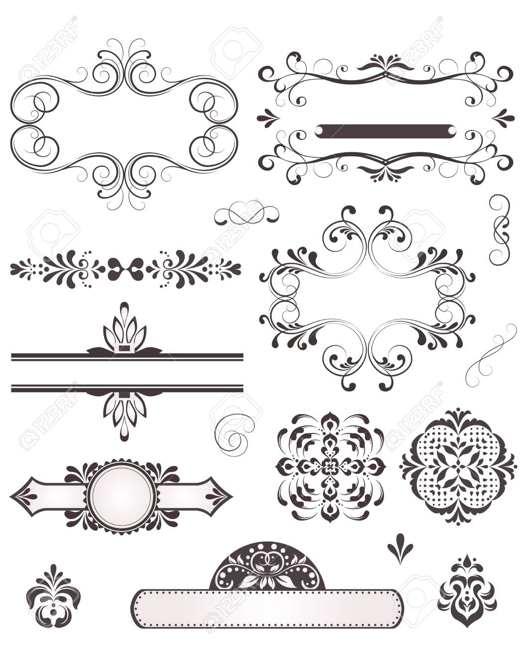vintage labels and border elements with ornate elegant retro
