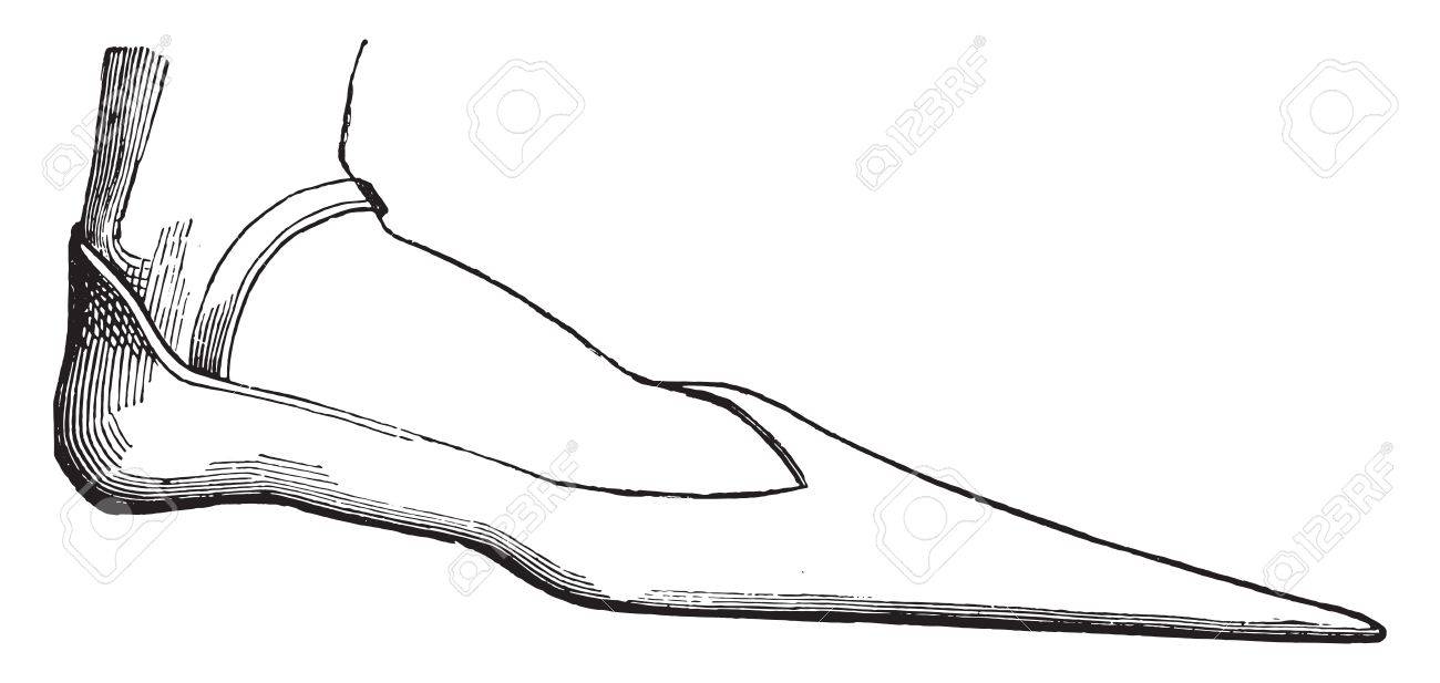 14 世紀の領主の先のとがったつま先と靴 ヴィンテージには 図が刻まれています 産業百科事典 E O ラミ 1875年 のイラスト素材 ベクタ Image