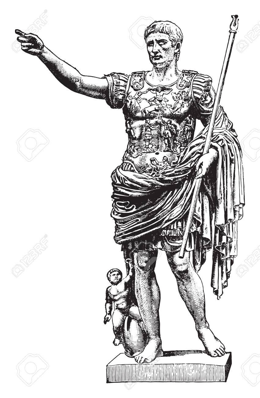 Statue of Augustus, vintage engraved illustration. Industrial encyclopedia E.-O. Lami - 1875. - 41776928 Statue of Augustus, vintage engraved illustration. Industrial encyclopedia E.-O. Lami - 1875. - 41776928