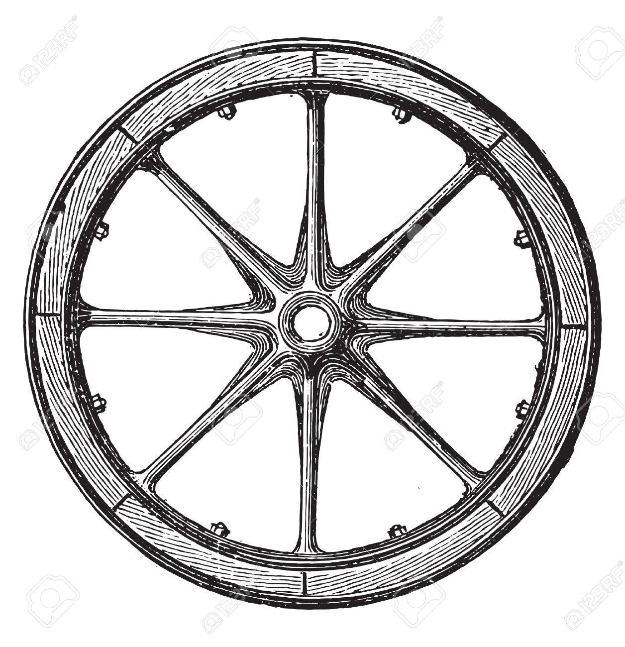 Mixed wheel, Arbel system with hub and iron rails and rim bais, vintage engraved illustration. Industrial encyclopedia E.-O. Lami - 1875. - 41777360 Mixed wheel, Arbel system with hub and iron rails and rim bais, vintage engraved illustration. Industrial encyclopedia E.-O. Lami - 1875. - 41777360