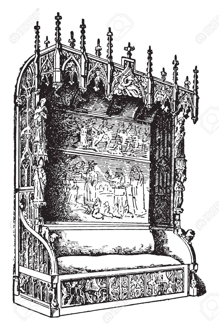 Castle Room Bench Of Gothic Style Late Fifteenth Century Vintage - 