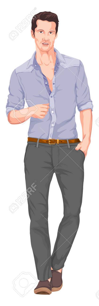 ポケットの手でハンサムな男のベクトル イラストのイラスト素材 ベクタ Image 4277