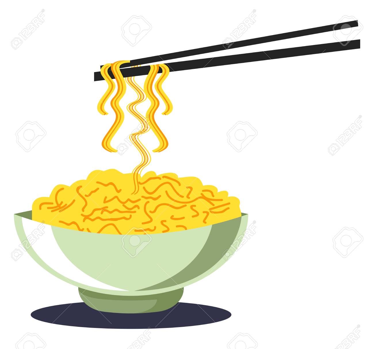 Download Noodles In A Bowl With Chopsticks Noodles In Yellow Color Vector Royalty Free Cliparts Vectors And Stock Illustration Image 120987347 Yellowimages Mockups