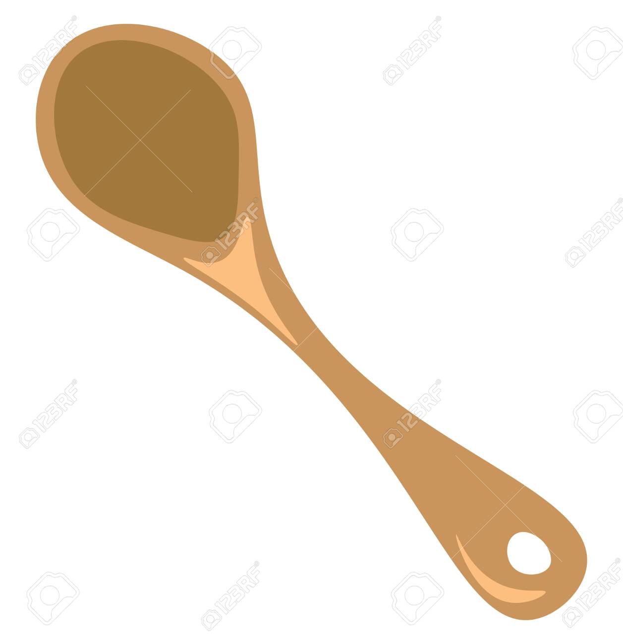 An Image Of A Wooden Spoon Vector Color Drawing Or Illustration