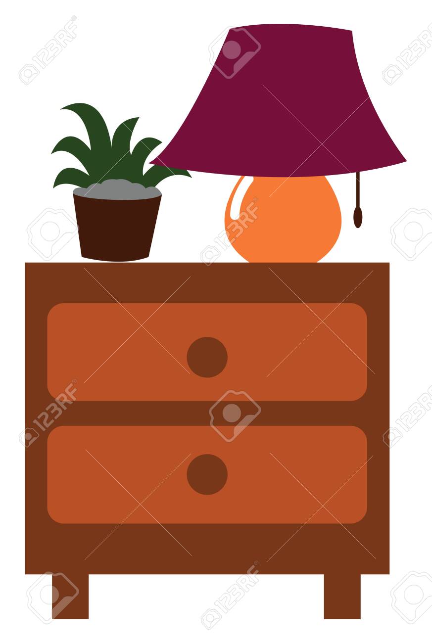 A Nightstand Side Table With Two Drawers For Bedrooms And A Metal Royalty Free Cliparts Vectors And Stock Illustration Image 132672349