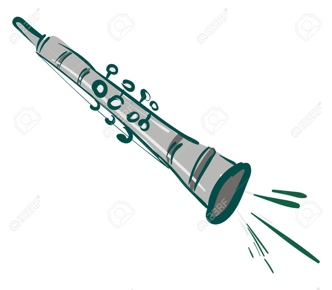 A Green Clarinet Musical Instrument Vector Color Drawing Or Royalty Free Cliparts Vectors And Stock Illustration Image 132771148 Drawing of flute music instrument lip plate in color 3448. a green clarinet musical instrument vector color drawing or royalty free cliparts vectors and stock illustration image 132771148