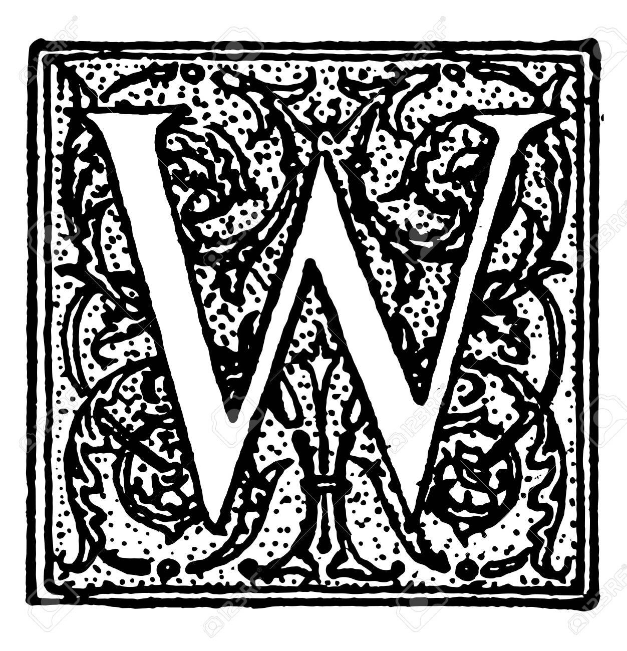 Decorative Letter W Used At The Start Of A New Chapter Or Heading, Vintage  Line Drawing Or Engraving Illustration. Royalty Free SVG, Cliparts,  Vectors, and Stock Illustration. Image 132962482.