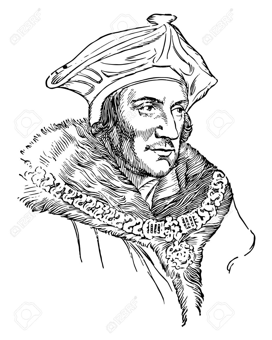 Sir Thomas More 1478 1535 He Was An English Lawyer Social Philosopher Author Statesman And Noted Renaissance Humanist Vintage Line Drawing Or Engraving Illustration Royalty Free Cliparts Vectors And Stock Illustration Image