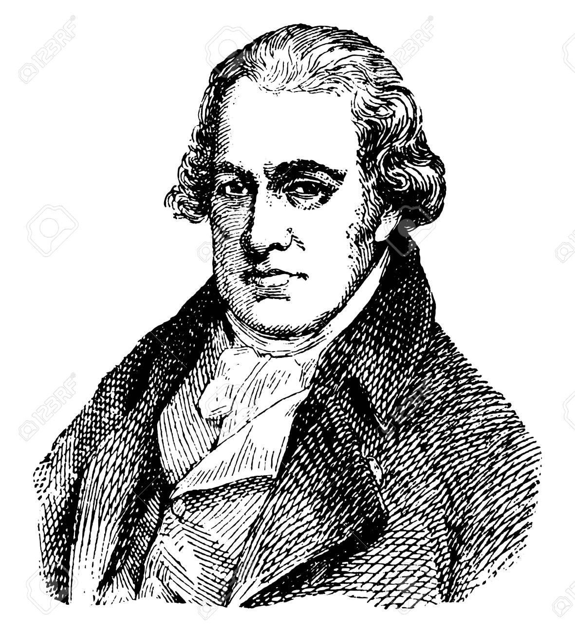 James Watt, 1736-1819, he was a Scottish inventor, mechanical engineer, and chemist, vintage line drawing or engraving illustration - 133425799 James Watt, 1736-1819, he was a Scottish inventor, mechanical engineer, and chemist, vintage line drawing or engraving illustration - 133425799