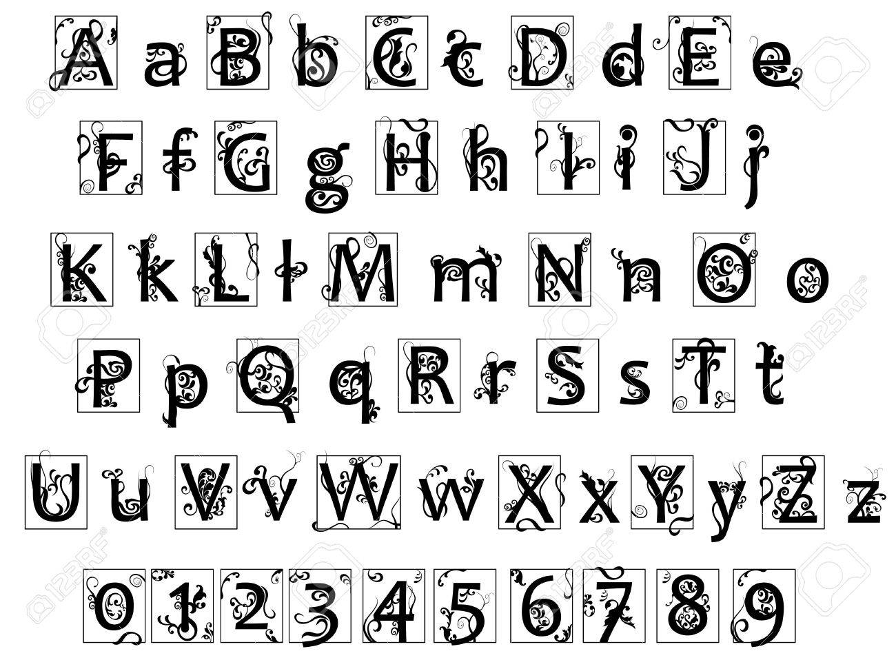 old fashioned letters and numbers royalty free cliparts vectors letters and numbers